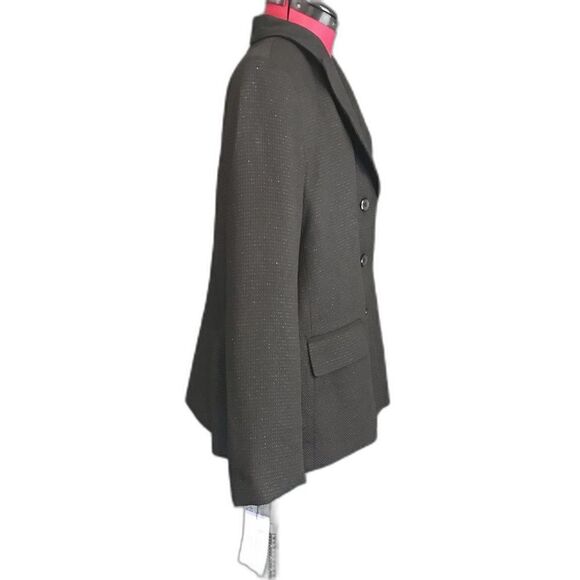 Suit Studio Blazer Women Plus Sz 18 Black Shimmer Long Sleeve Button Pockets NWT - Picture 3 of 11